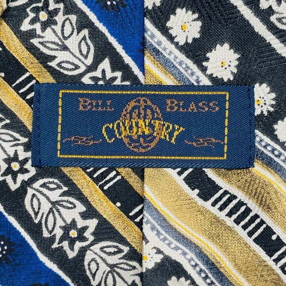 ✨ 2 for 20 ✨ Handsome Striped Gold and Blue Silk Necktie - Picture 5 of 8